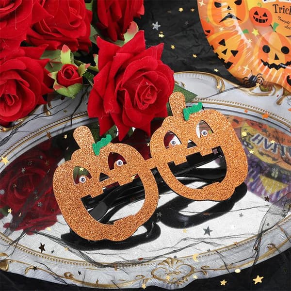 Sæt med 4 Halloween-tema festbriller: græskar, kat, edderkop, spøgelse, til Halloween festdekorationer