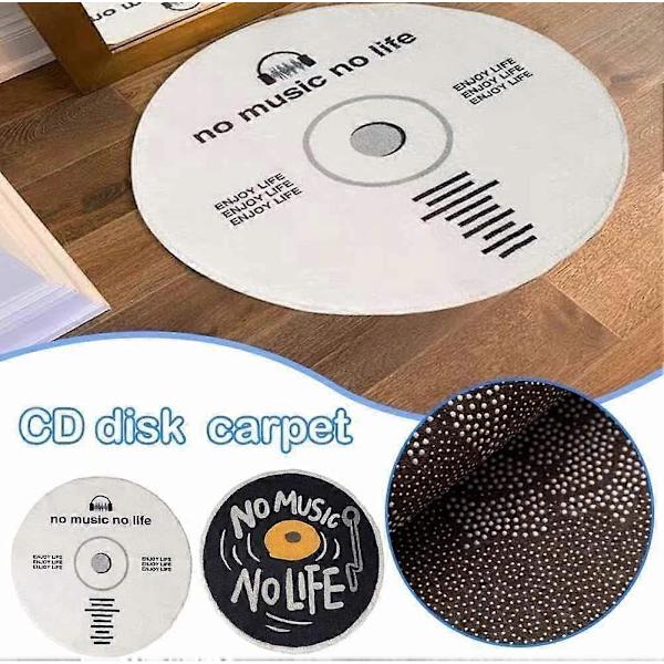 Rund matta i CD-format för vardagsrum, sovrum, soffbord, tryckt, halkfri golvmatta (80*80cm)