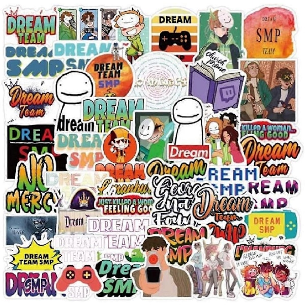 Dream SMP-klistermärken | 50 st Estetiska Vattentäta Vinyl Graffiti Karl Jacobs-klistermärken för Laptop, Telefonfodral, Vattenflaska, Skateboard, Gaming MCYT Sti