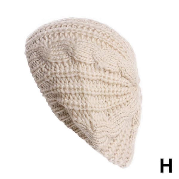 Damebaret Dame Vinter Varm Chunky Hæklet Hue Baggy Strikhue White