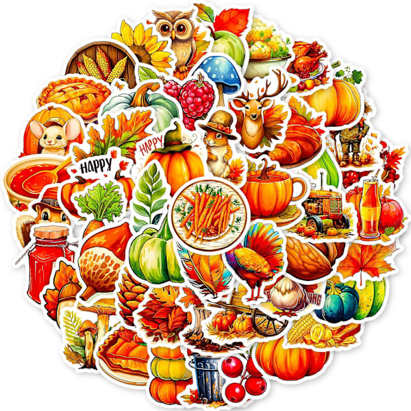 50Pcs thanksgiving stickers turkey cartoon animal children stickers thanksgiving graffiti stickers