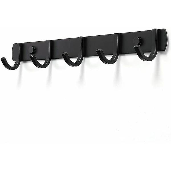 Svart 5-krok punch plass aluminium krok baderomskrok rustfritt stål designkrok, solid baderomskrok