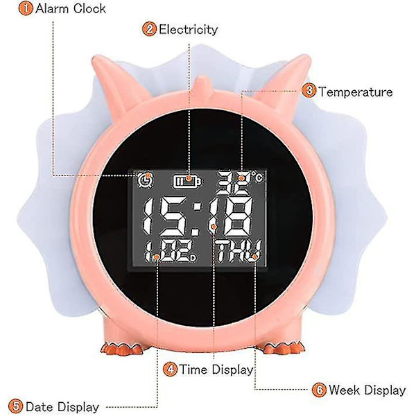 Barnealarmklokke, Dinosaur Digital Alarm Clock, Toddler Oppladbare Usb-klokker Med Nattlys For Jenter Gutter