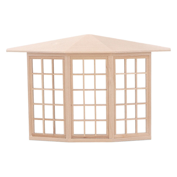 1/12 Dukkehus Karnap Vindue Udsøgt Miniature Træ 45 Graders Hjørne 3 Sidet Vindue Model til DIY