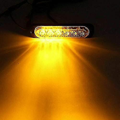 Nødstrobelys, 8 stk. 6 LED ravfarvede blinklys, 12/24v fareadvarselssignallamper til bil