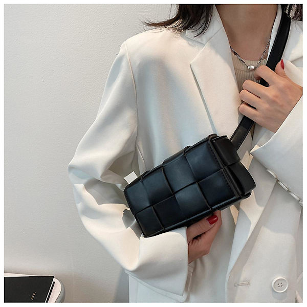 SDIGV Sort Flettet taske lille taske mode all-match bryst taske kvinde sommer messenger talje taske trendy ins mode kvinders taske(A)