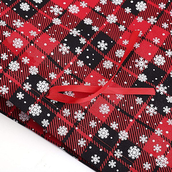 3 st Buffalo Plaid-väskor med snömönster Bomullspresentpåsar Julgåva