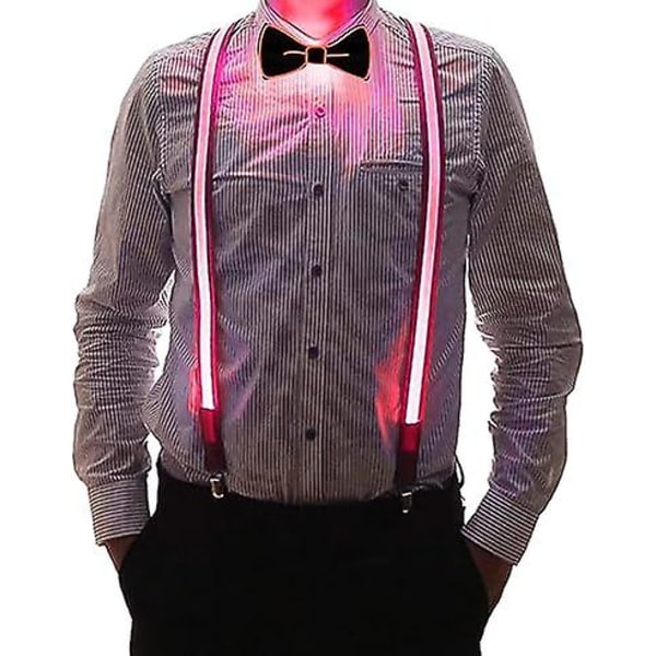 Justerbart LED-bälte för män för vuxna, glödande hängslen, perfekt för musikfestivaler tendiskjorta