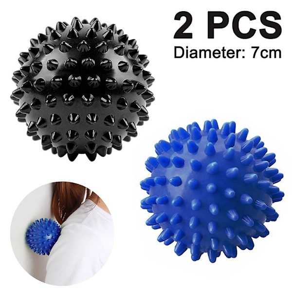 Massage Ball|2Pcs Fitness Fascia Massage Ball-Dark Blue+Black 7Cm