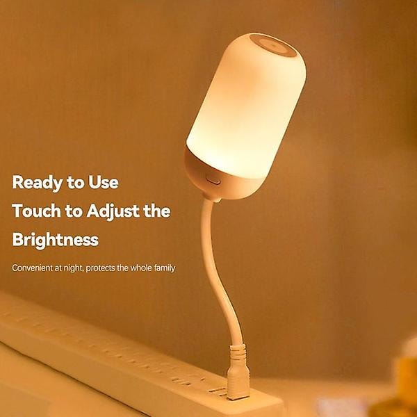 Usb-berøringsnattlys Usb direkte plugg dimbar bordlampe for powerbank camping pc bærbare bøker nattbelysning