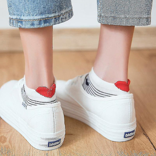 S Cute Socks Fe Socks Stribede Bådstrømper Hæl