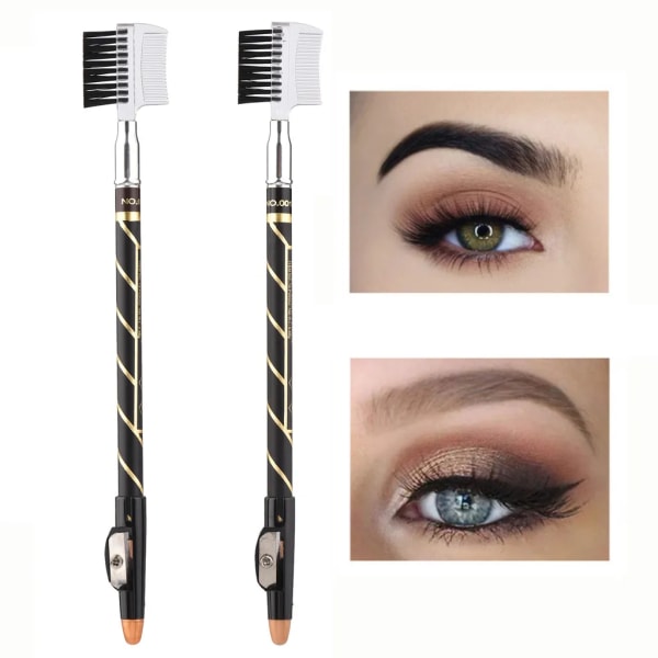 2 i 1 dubbla ögonbrynspenna för att rita ögonbrynsform Långvarig vattentät och svettsäker ögonbrynsfärgpenna med vässare Makeup Tool