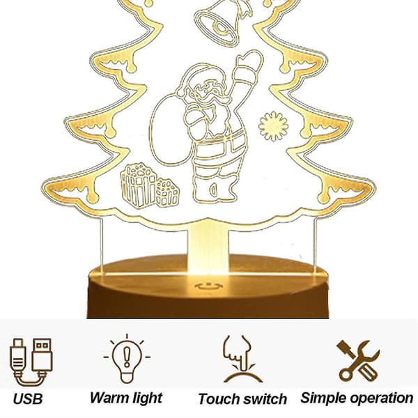 Holiday-gåvor LED små nattlampor tecknad sovrum USB 3D små nattlampor（stil4）