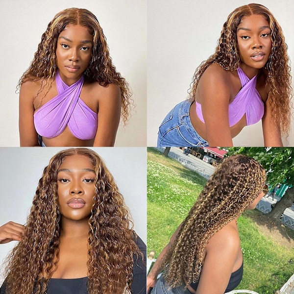 Peruk, 13x6 Hd Deep Wave Lace Frontal Peruk 22-32 Tum 360 Lockigt Mänskligt Hår Peruker Vattenvåg Spets Stängning Peruk 360 Peruk 240231（A）