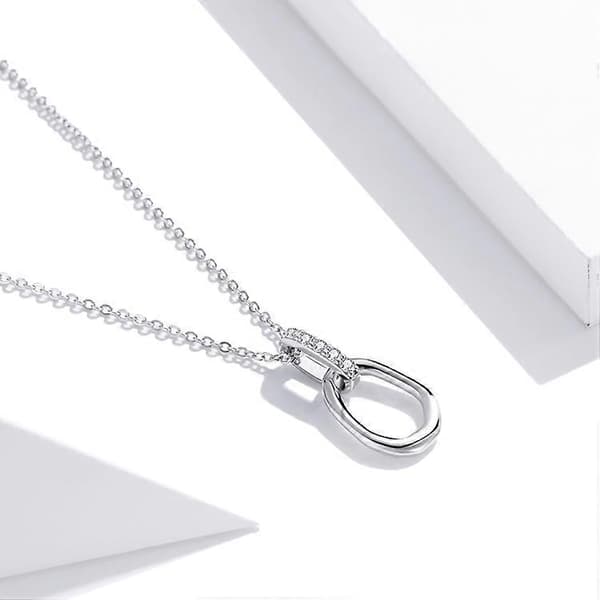 S925 Sterling Silver Geometri Dam Halsband Smycken