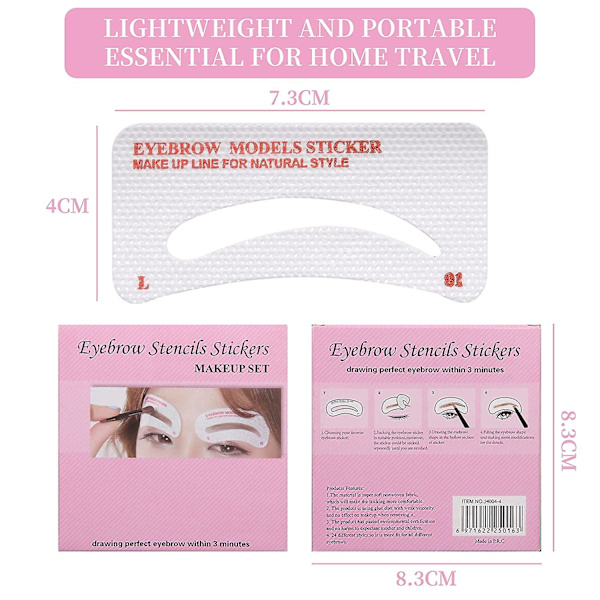 Ögonbrynsmall Ögonbrynsformare Set 24 Stilar 3 Minuter Makeup Verktyg, återanvändbara Ögonbrynsmall Ögonbrynsgel Ögonbrynsfärg Färgstenciler, lämpliga för 98% F