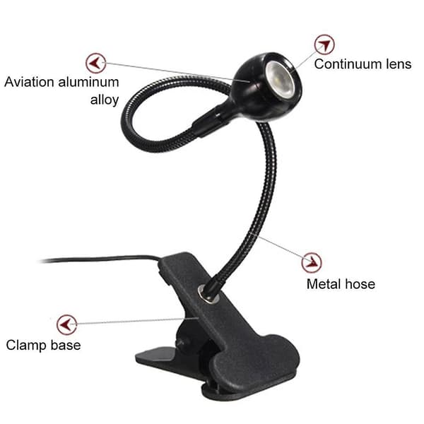 Klipsleselampe Boklampe USB Sengelampe med 3 Fargemoduser Dimmer Øyebeskyttelse Perfekt for Nattlesing