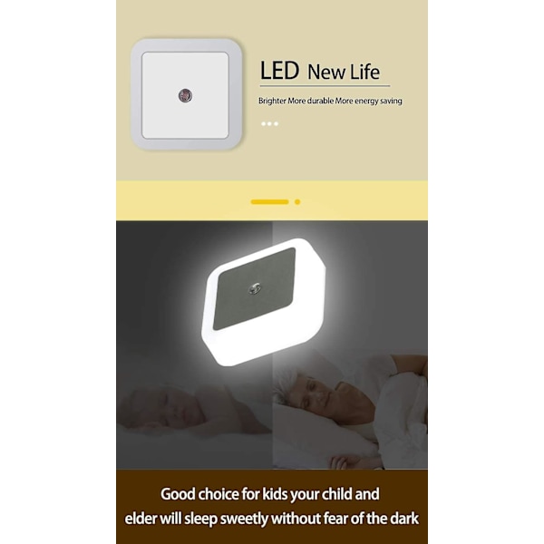 Plug-in LED-ljuskontroll nattlampa intelligent skymning till gryning sensor sovrum