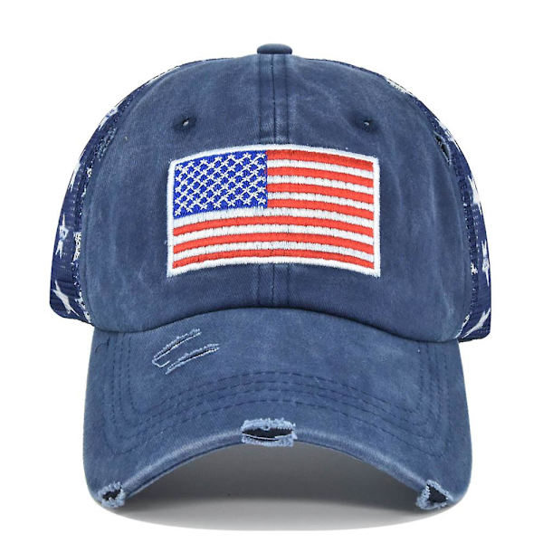 Tre-dimensionelt broderi baseball kasket vasket amerikansk flag broderi kasket mesh kasket femtakket stjerne mesh kasket