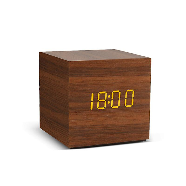 Trä Elektronisk Bordsurväckarklocka (Brun)