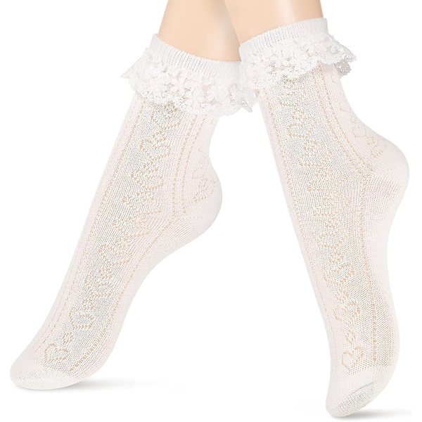 Pitsi nilkkasukat - Ruffle Frilly Crew -sukat Prinsessasukat Mekkosukat Naisille