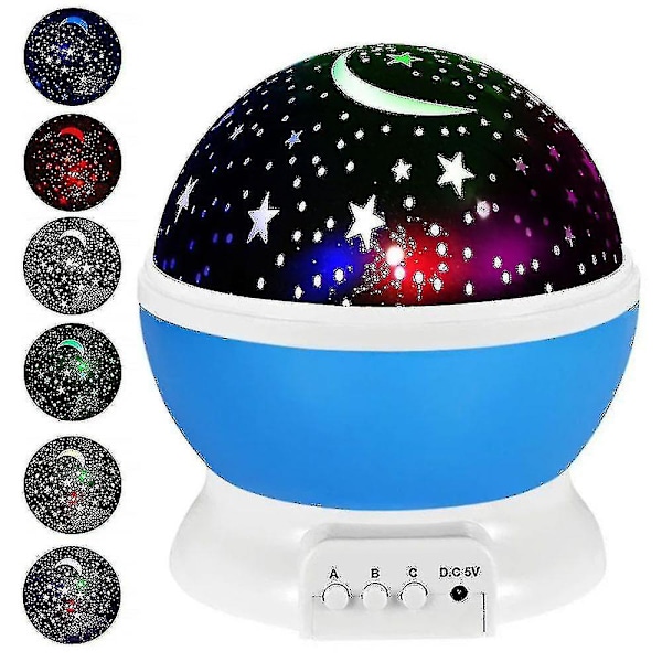 Blå LED Stjernehimmel Projektionslampe Roterende Projektionslampe USB Stjernehimmel Lampe Romantisk Projektionslampe Fuldt Ud Af Stjernehimmel
