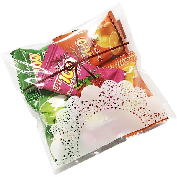 100 stk. selvklæbende plastik slikposer - Individuel kageemballage gennemsigtige gaveposer til småkager, slik (størrelse: 4 x 5 tommer)