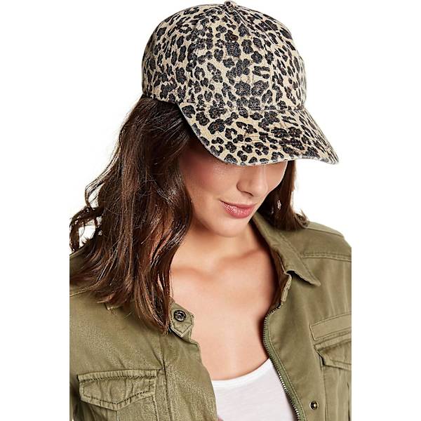 Leopard Print Baseball Cap Justerbar Bag Kvinder Piger Bomuldshat Med Matchende Hoop Øreringe