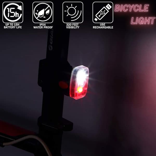 Sikker LED-lys USB-oppladbar løpelys klips på stroboskoplys med 5 lysmoduser
