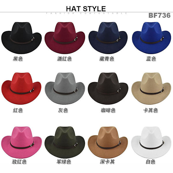 Europeisk og amerikansk retro imitert saueskinn cowboyhatt filtlue ullhatt nasjonal vindhatt retro jazzhatt