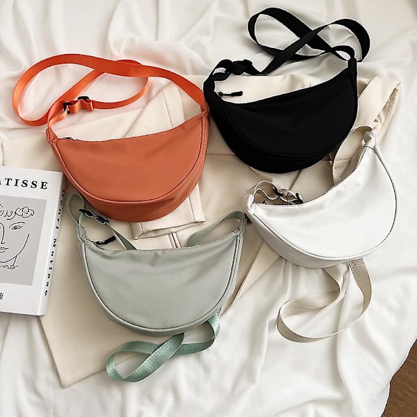 Avslappnad nylon hobo axelväska för kvinnor, axelväska med stor kapacitet, tote väska för damer, resväska, handväska, 2022, 1 st - orange