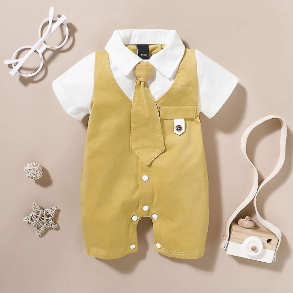 Kläder för barn Pojke jul 2022 Nyfödda spädbarn Baby Solid Gentleman Tie  Jumpsuit (Gul) f2ea | Fyndiq