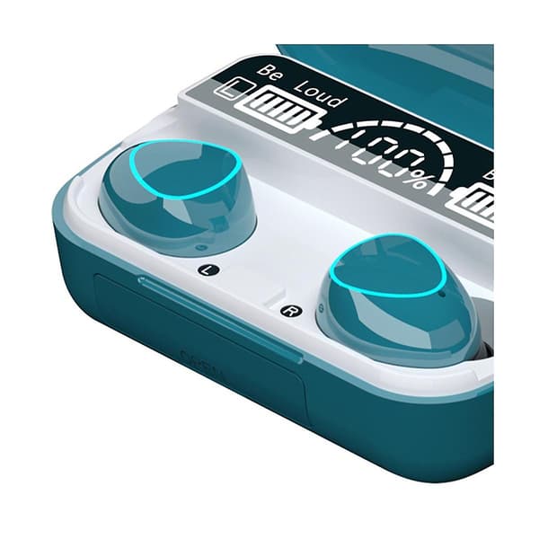 Trådlöst headset Tws Bluetooth V5.1 LED-display Stereo Mini Earbud Headset med mikrofon Hands-Fr（Grön）