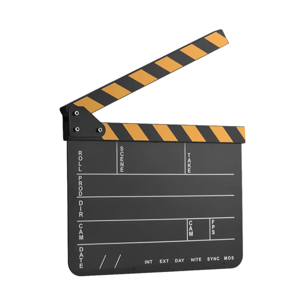 Dry Erase Akryl Regissörens film Clapboard Film TV Action Scen Klapper skiffer med gula/svarta pinnar, svart