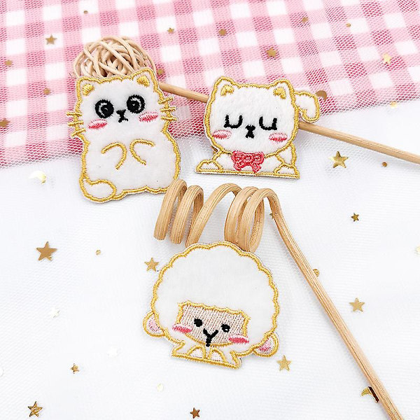 Dww-Plush rabbit embroidery patch 9 pieces