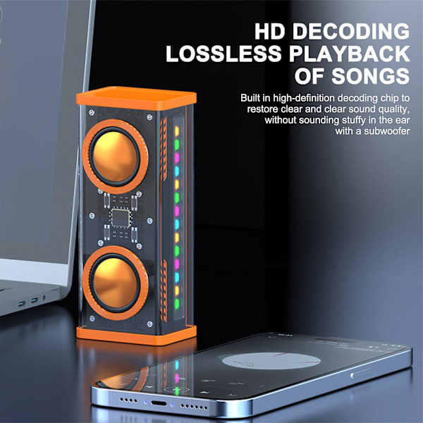 Liten Bluetooth-högtalare med färgglada lampor och dubbla horn (flerfärgad)