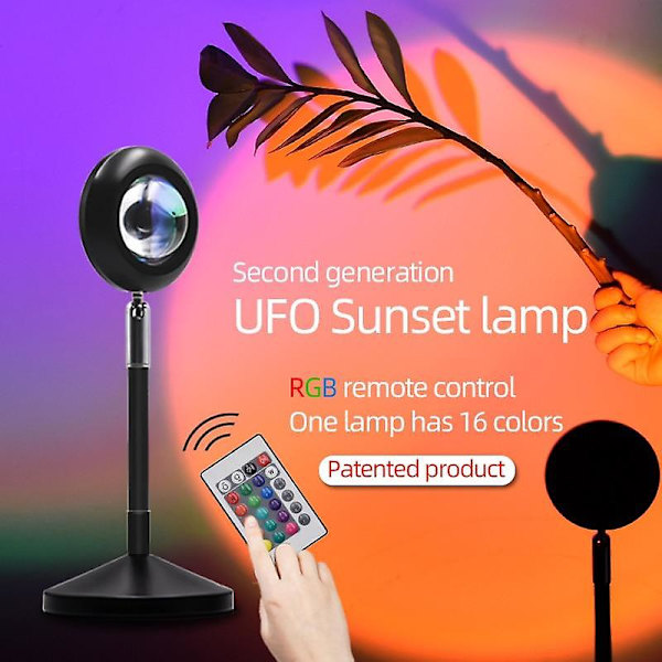 LED solnedgangsprojeksjonslampe USB fargerik nattlys for hjem soverom regnbue lampe atmosfærelys veggdekorasjonslys (Bluetooth 16 farger)
