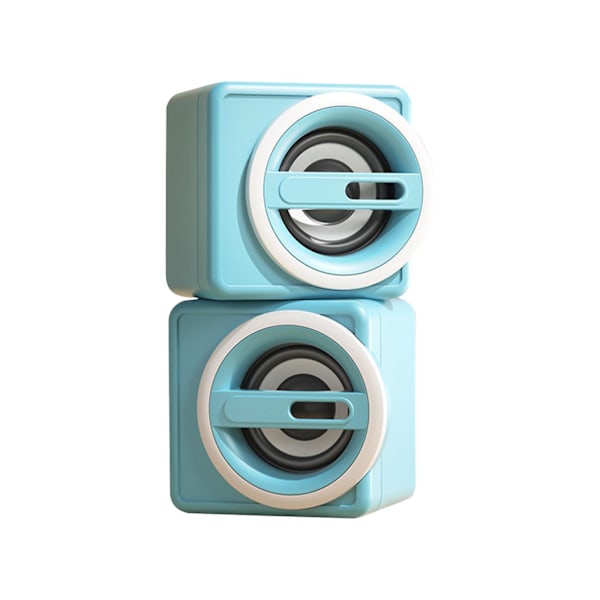 Skrivebords Mini Soundbox Skrivebords Bærbar USB Subwoofer Gavehøyttaler L（Blå）