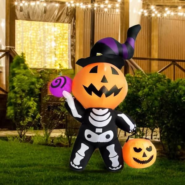 SUPFINE Halloween-dekoration, græskarhoved, oppustelig, polyester, 1,8 m FESTDEKORATION
