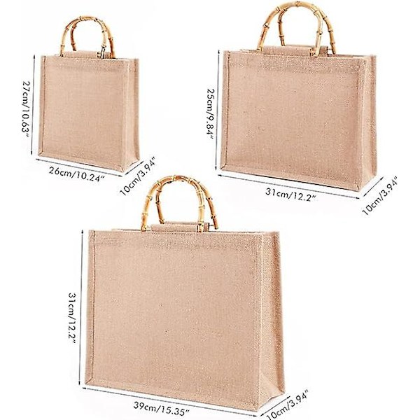 Jute indkøbspose, 31 x 25 x 10 cm, vandtæt indkøbspose til at bære ruller, måltider eller grøntsager - - Størrelse S:, 31 * 25 * 10cm EU