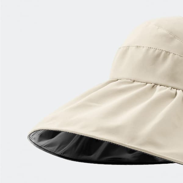 Kvinners Beige Foldbar Utendørs Solhatt med UV-beskyttelse - Gratis Størrelse for Strandfest