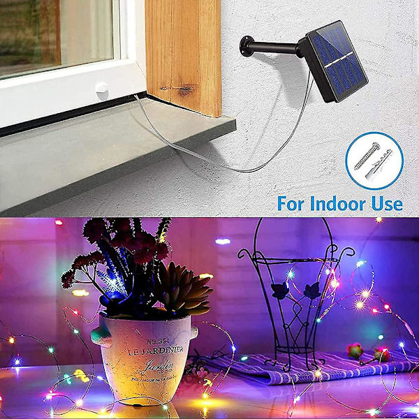 [2 Pack] Utomhus Solcellslampor 12M 120 LED Utomhuslampor Vattentät Koppartråd 8 Mönster Solcellslampor