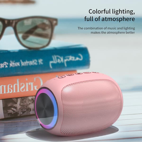 Bluetooth højttaler trådløs Bluetooth højttaler subwoofer, lille udendørs lyd med farverig LED-udsalg