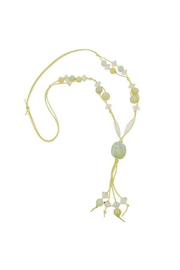Halsband Pärlor Ljusgrön Gul - Gl01068