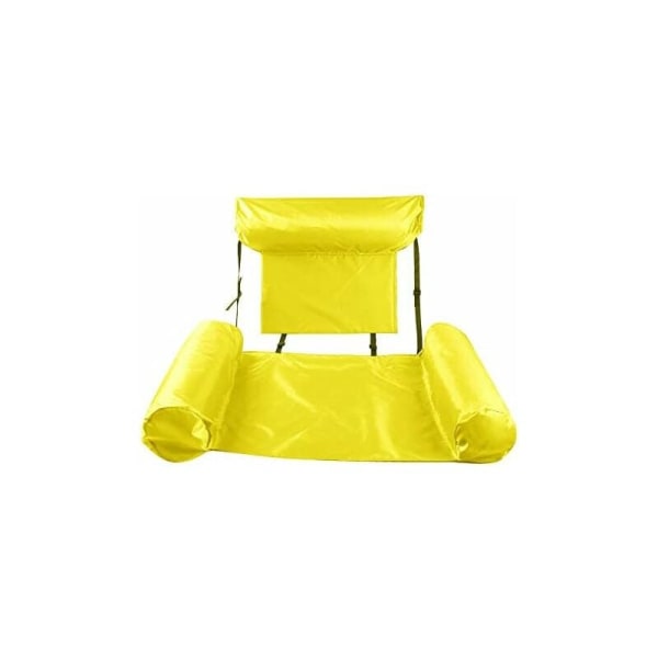 Pool hængekøje, flydende liggestol, oppustelig poolstol, sammenfoldelig flydende vandhængekøje, flydende hængekøje til voksne - gul