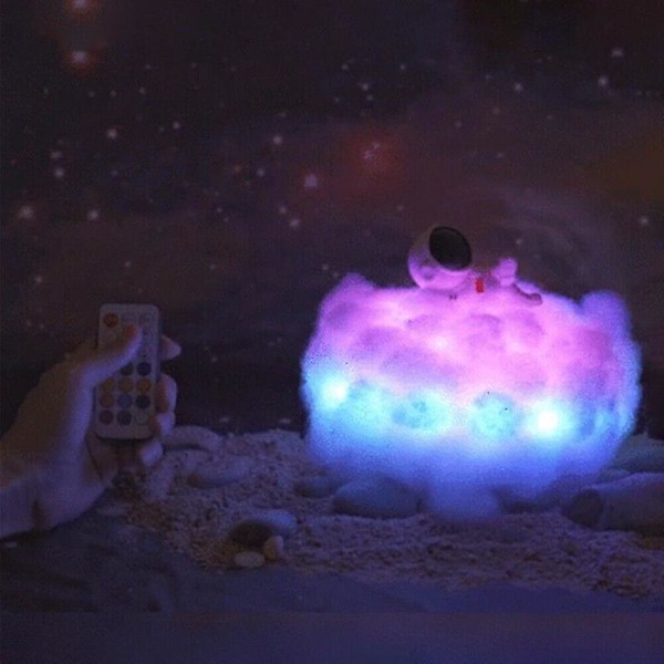 Rom astronaut LED nattlys 3D regnbue skylampe barn fargerik gave