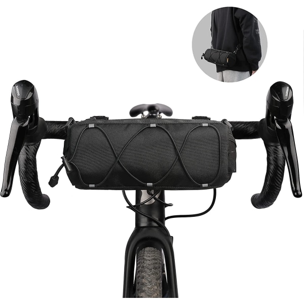 Cykelstyrväska - Crossbody förvaringsväska med axelrem för landsvägscyklar, mountainbikes, touringcyklar (svart-2)