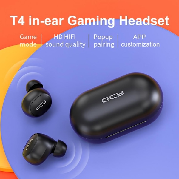 Qcy T4 Mini V5.0 Bluetooth-hodetelefoner True Wireless-hodetelefoner 3d Stereo-headset Dual Mikrofon Laderboks Bluetooth-headset