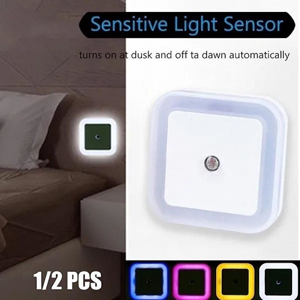 Soveværelse Sengebordslampe Automatisk Sensor Led Følsomt Nattelys Væglampe Us Eu Stik Lysstyring（US，hvid）
