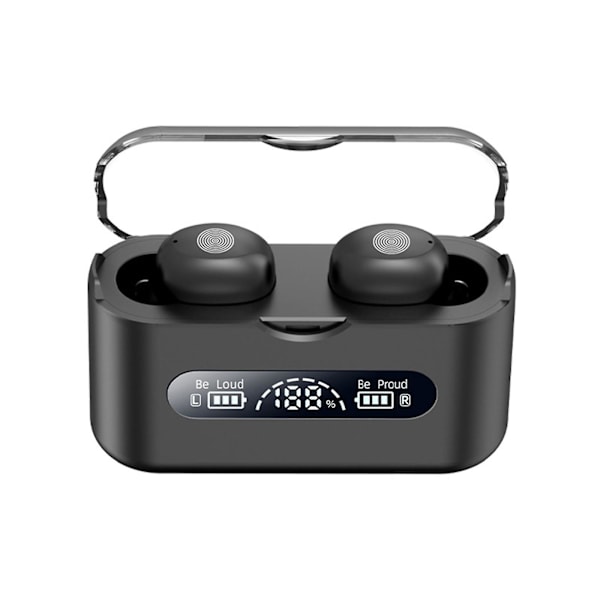 Langattomat nappikuulokkeet, Bluetooth 5.2 -kuulokkeet latauskotelolla, Bluetooth-kuulokkeet mikrofoneilla, sormenjälkitunnistus, virranäyttö, urheiluun/työhön
